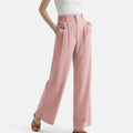 High Waist Wide Leg Trousers for Women - Tailored Classic Fit Pants