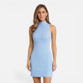 Knit Mini Dress for Women | Slim Fit Sleeveless Mock Neck Casual Wear