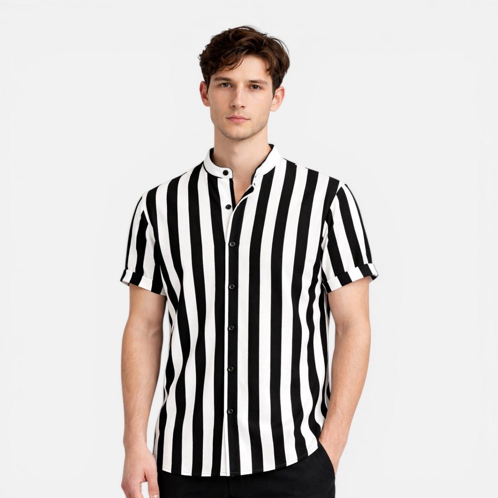 Lightweight Vertical Stripe Slim Fit Shirt for Men - Summer Casual Wear