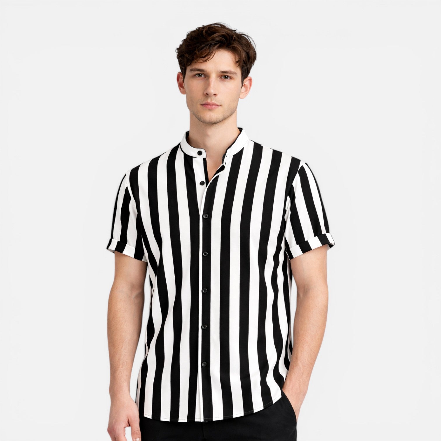 Lightweight Vertical Stripe Slim Fit Shirt for Men - Summer Casual Wear