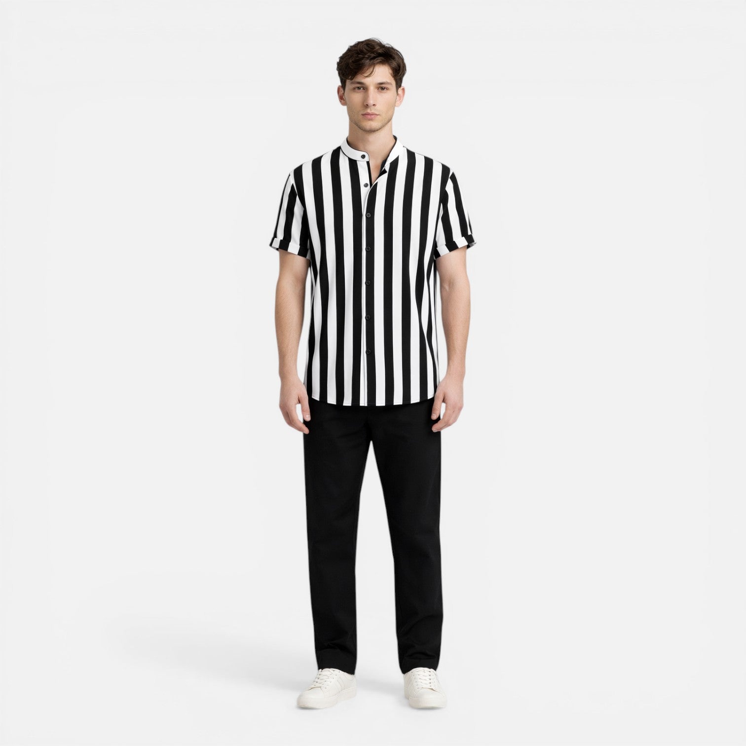 Lightweight Vertical Stripe Slim Fit Shirt for Men - Summer Casual Wear