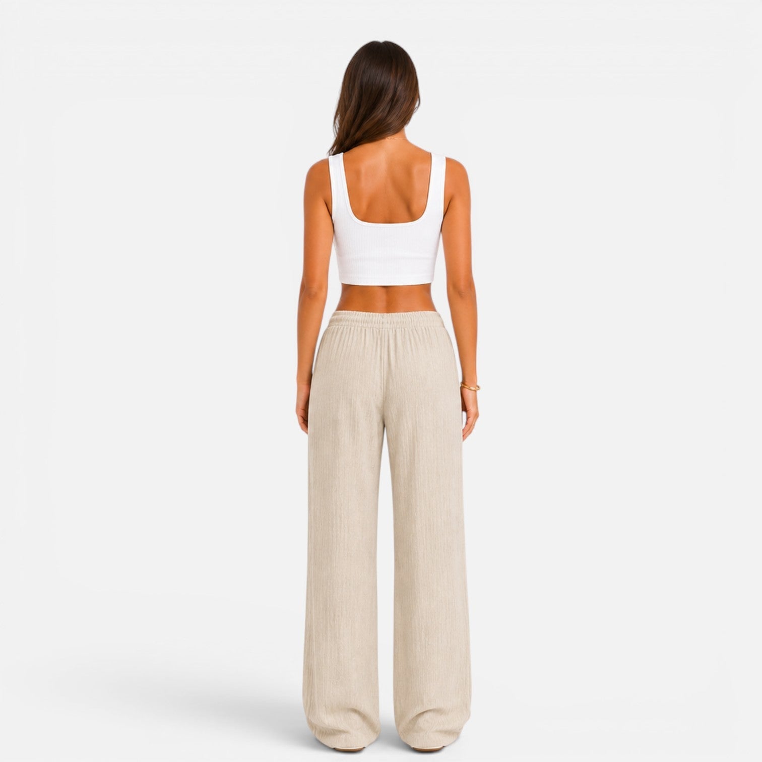 Lightweight Wide Leg Trousers with Drawstring Waist for Women