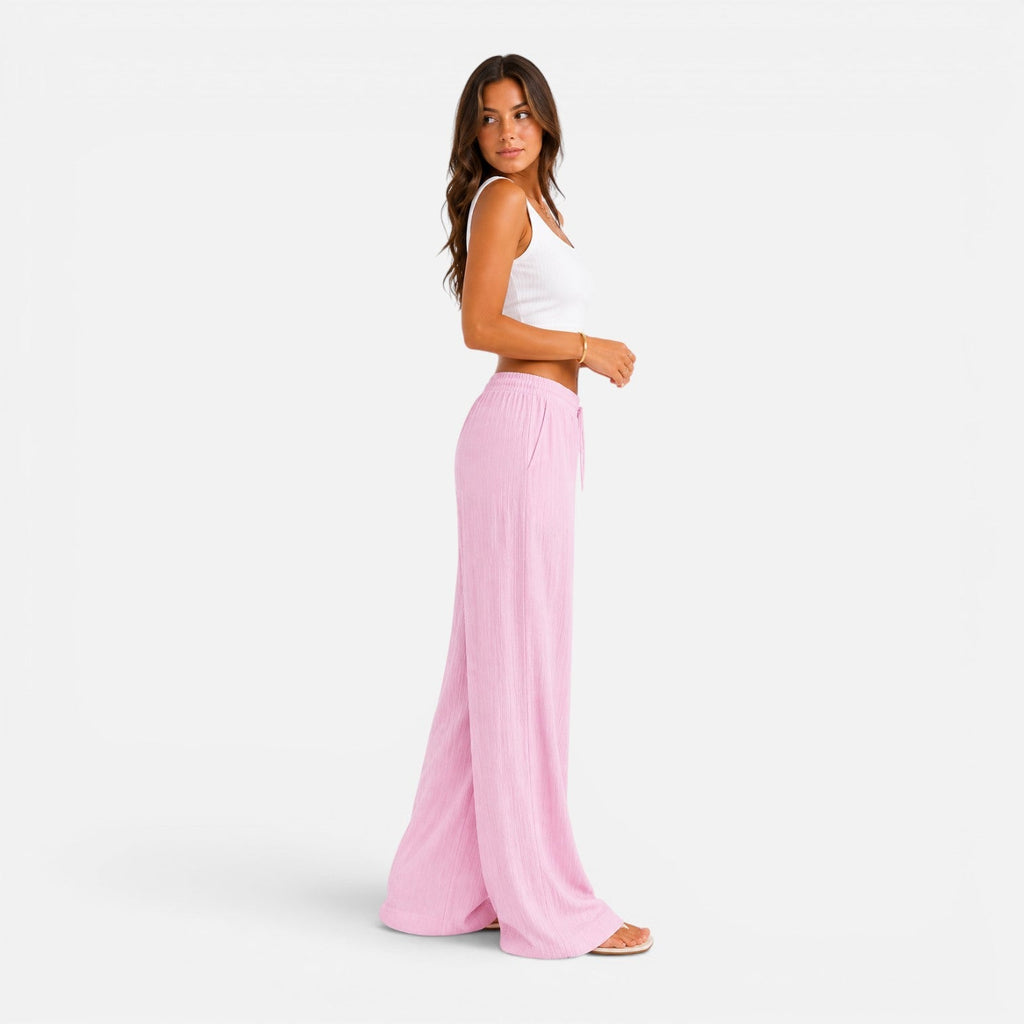 Lightweight Wide Leg Trousers with Drawstring Waist for Women