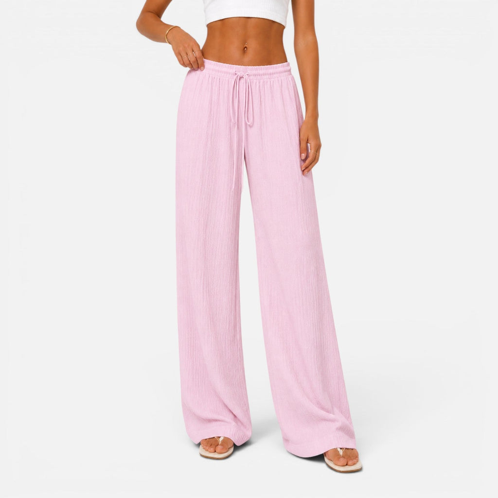 Lightweight Wide Leg Trousers with Drawstring Waist for Women