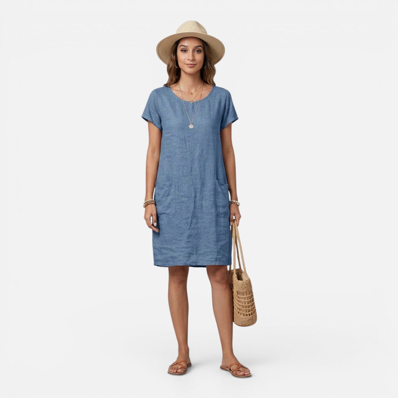 Lightweight Women's Casual Dress with Pockets - Relaxed Fit & Breathable
