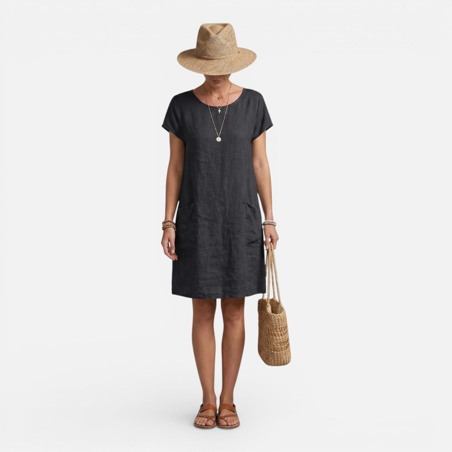 Lightweight Women's Casual Dress with Pockets - Relaxed Fit & Breathable