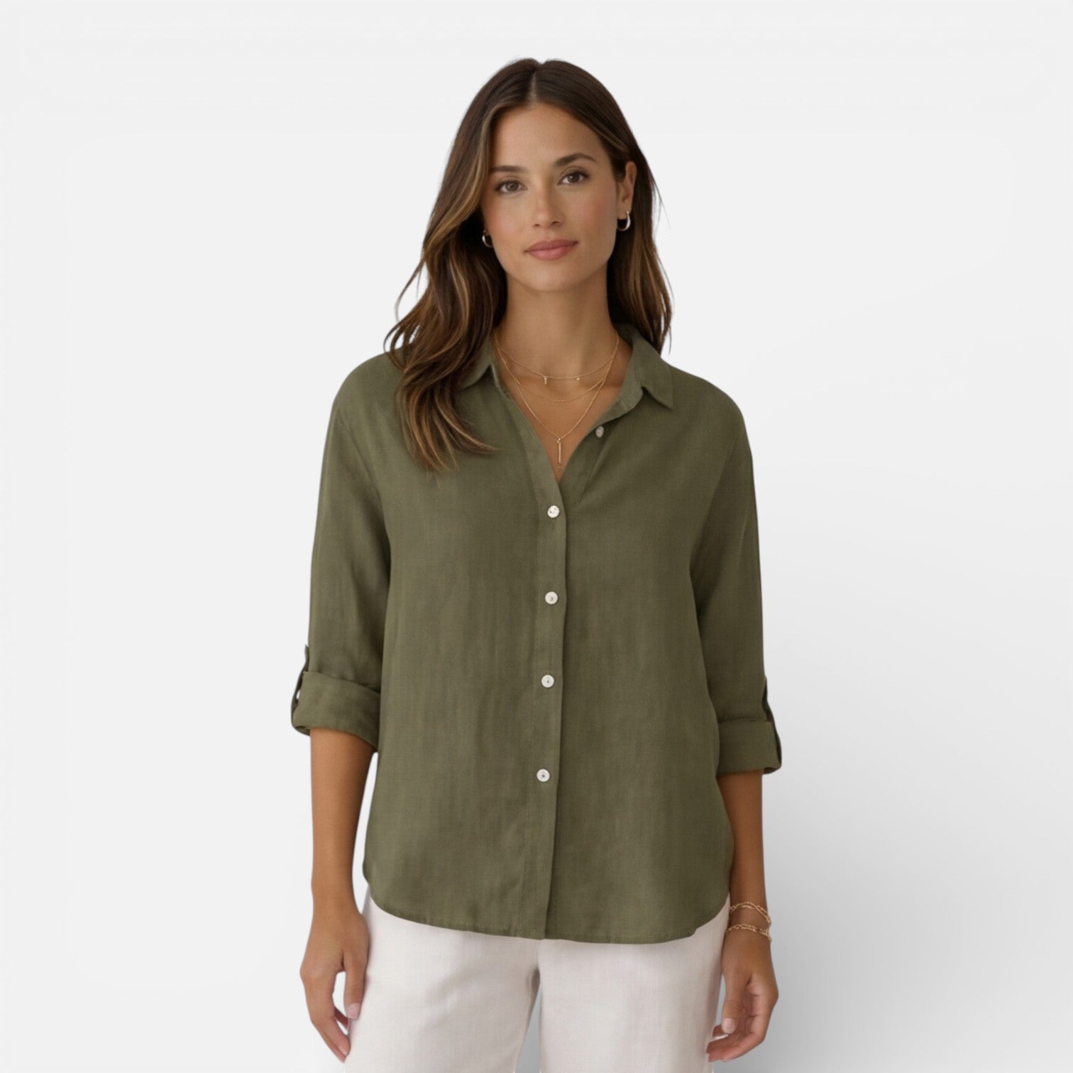 Linen Cotton Blend Summer Shirt for Women - Breathable Relaxed Fit