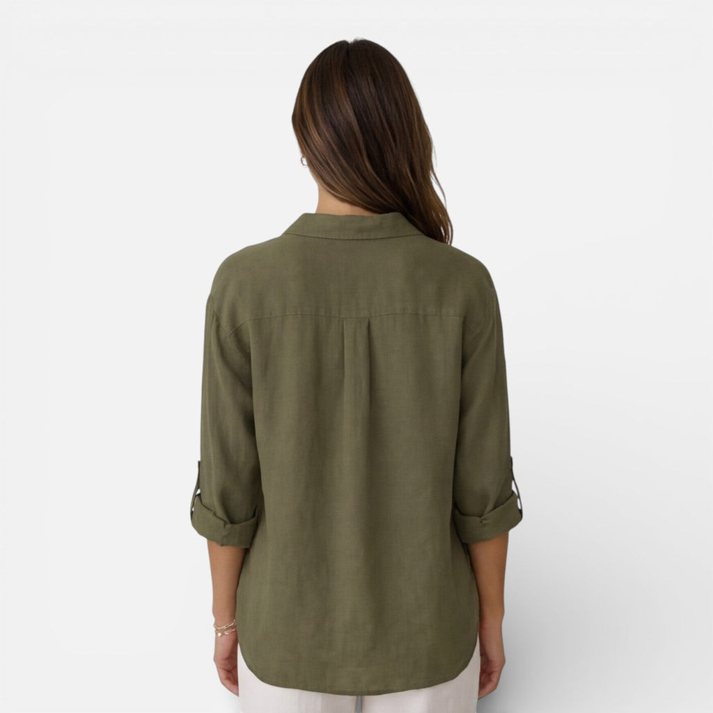 Linen Cotton Blend Summer Shirt for Women - Breathable Relaxed Fit