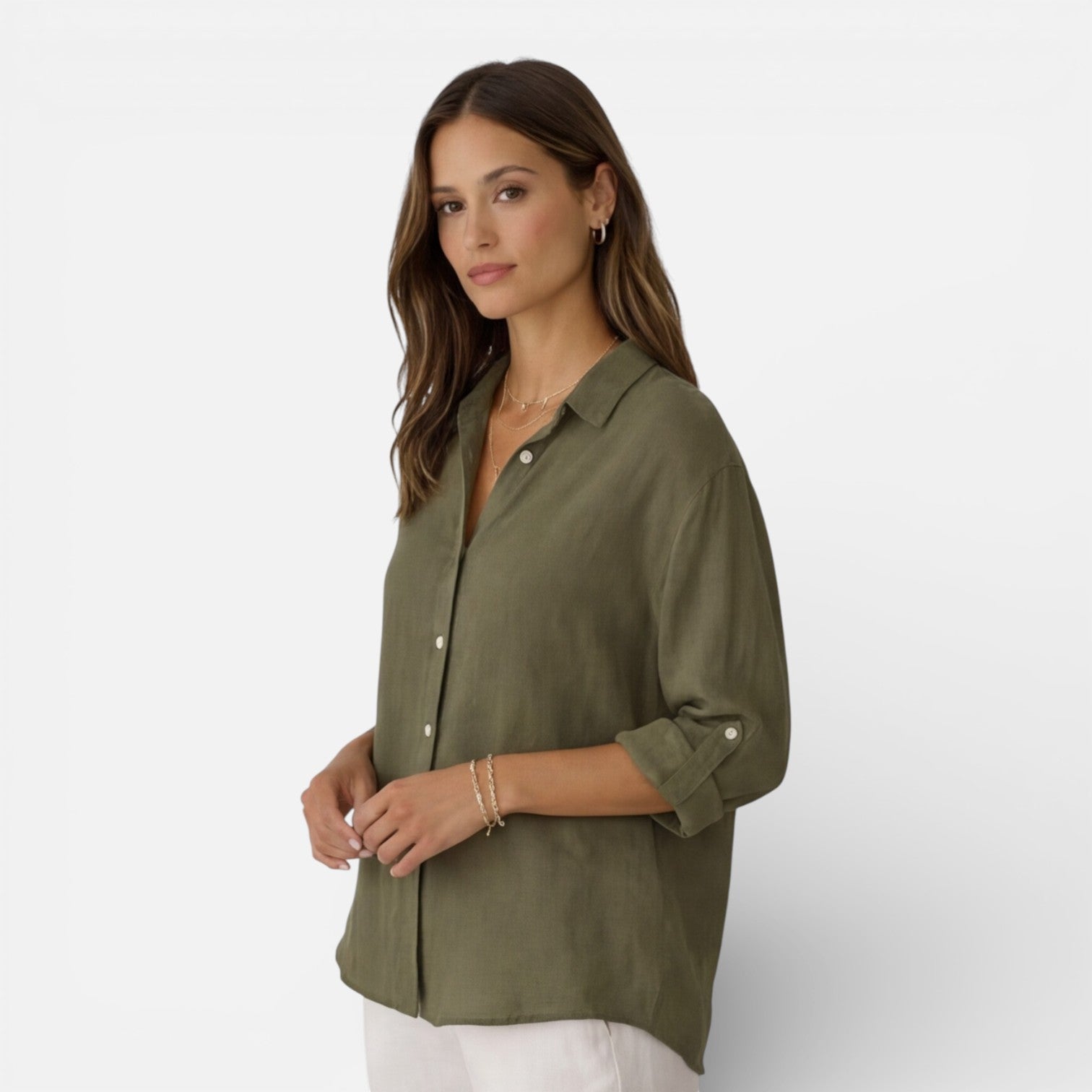 Linen Cotton Blend Summer Shirt for Women - Breathable Relaxed Fit