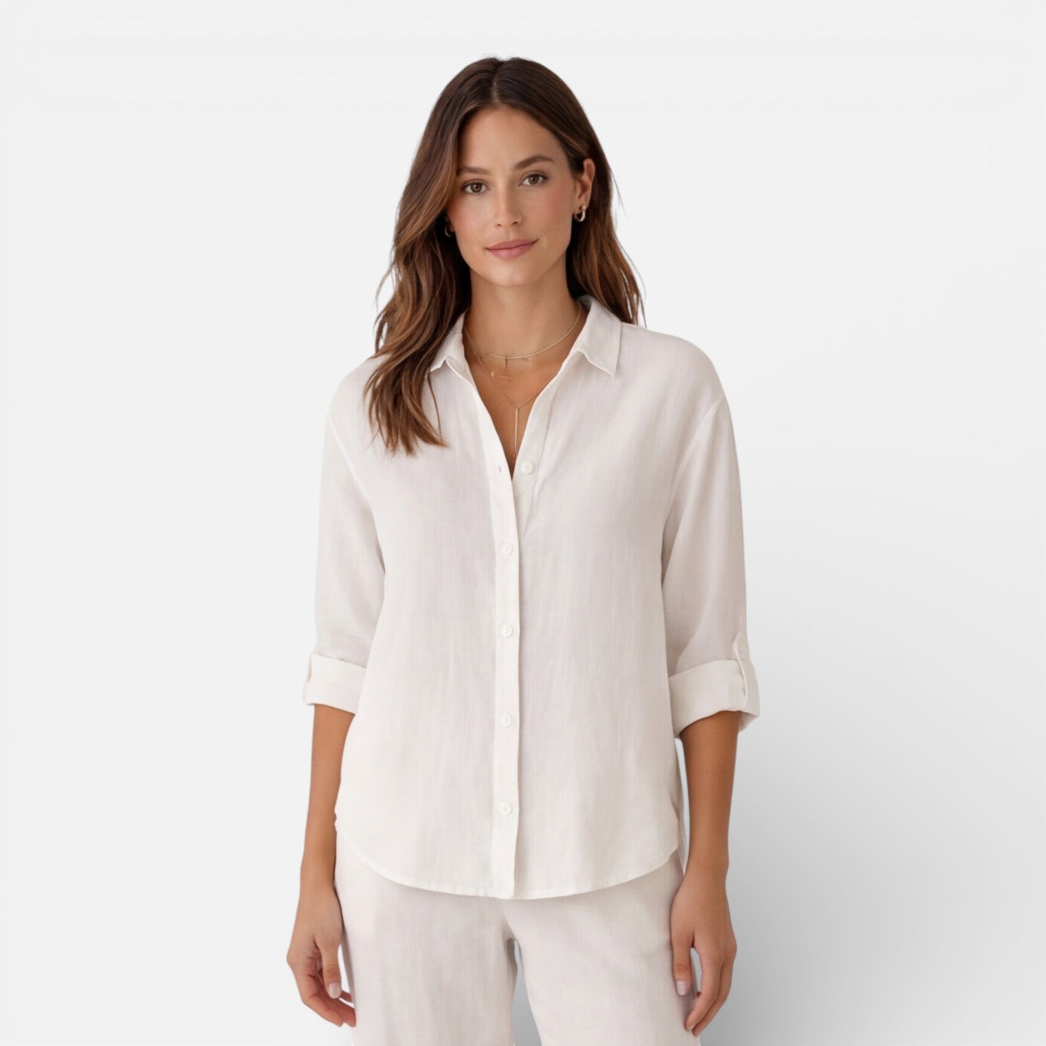Linen Cotton Blend Summer Shirt for Women - Breathable Relaxed Fit