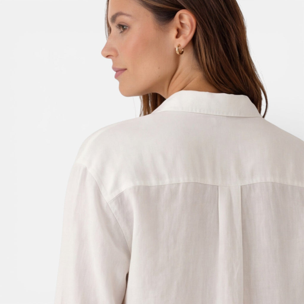 Linen Cotton Blend Summer Shirt for Women - Breathable Relaxed Fit
