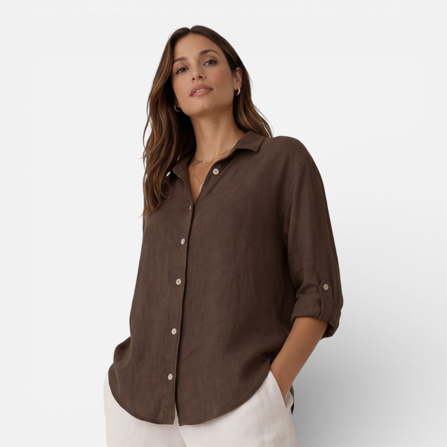 Linen Cotton Blend Summer Shirt for Women - Breathable Relaxed Fit