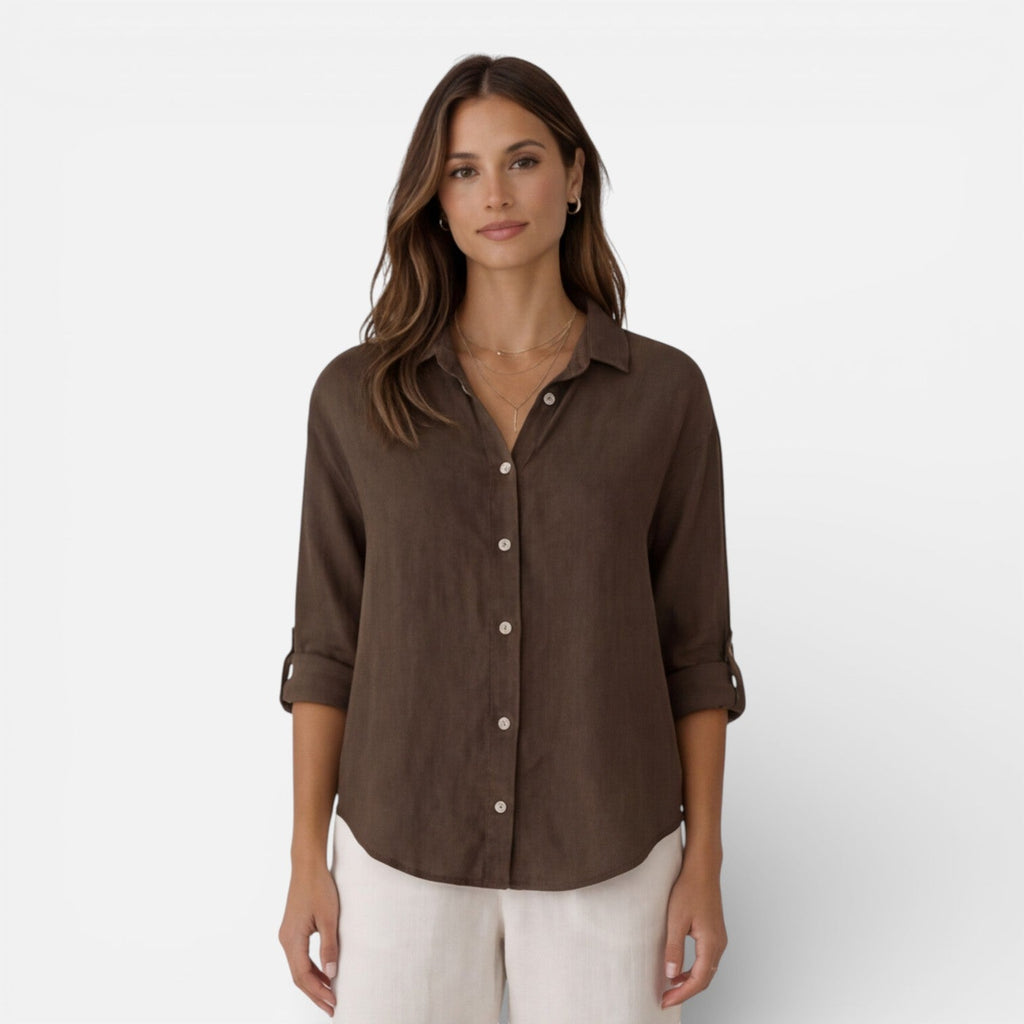 Linen Cotton Blend Summer Shirt for Women - Breathable Relaxed Fit