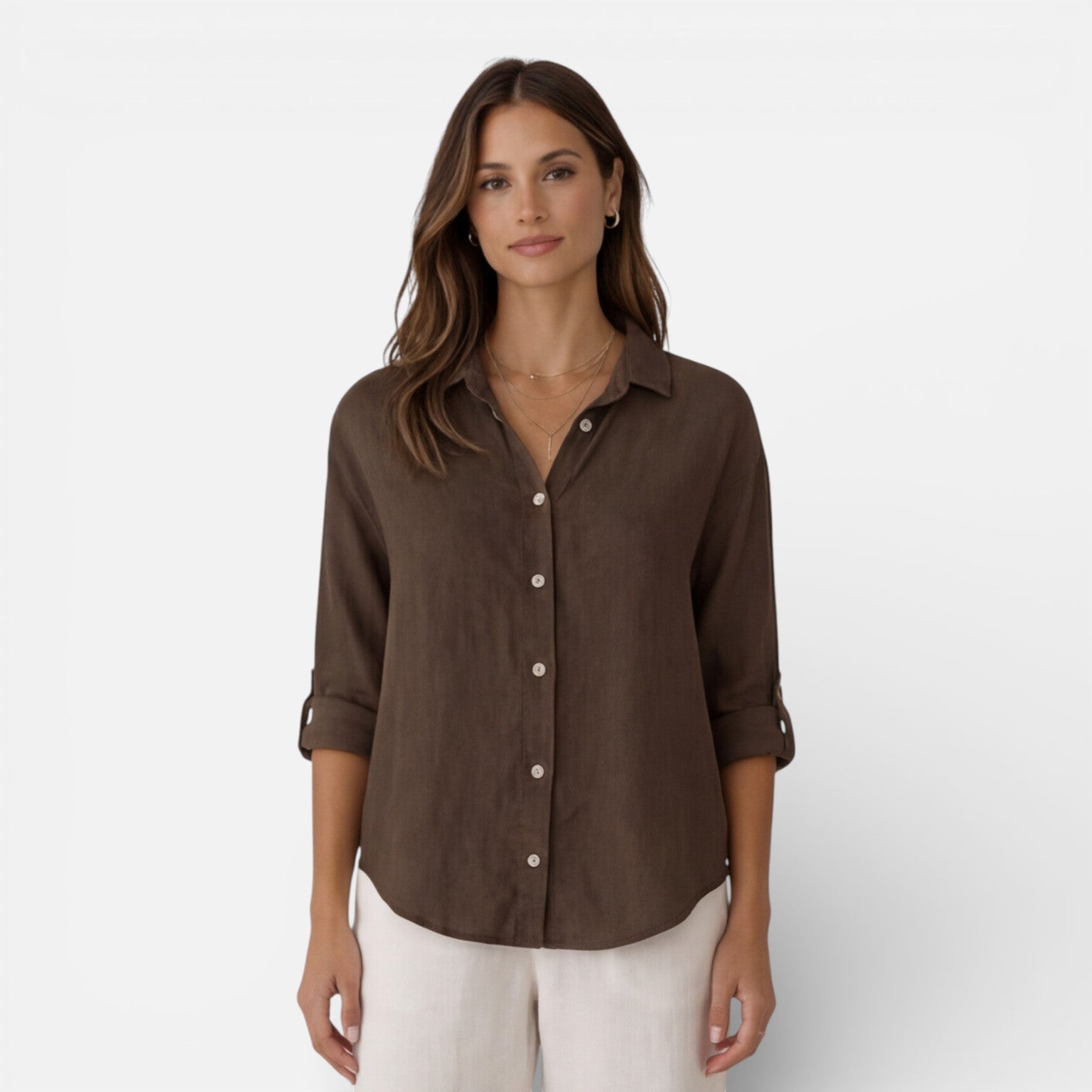Linen Cotton Blend Summer Shirt for Women - Breathable Relaxed Fit