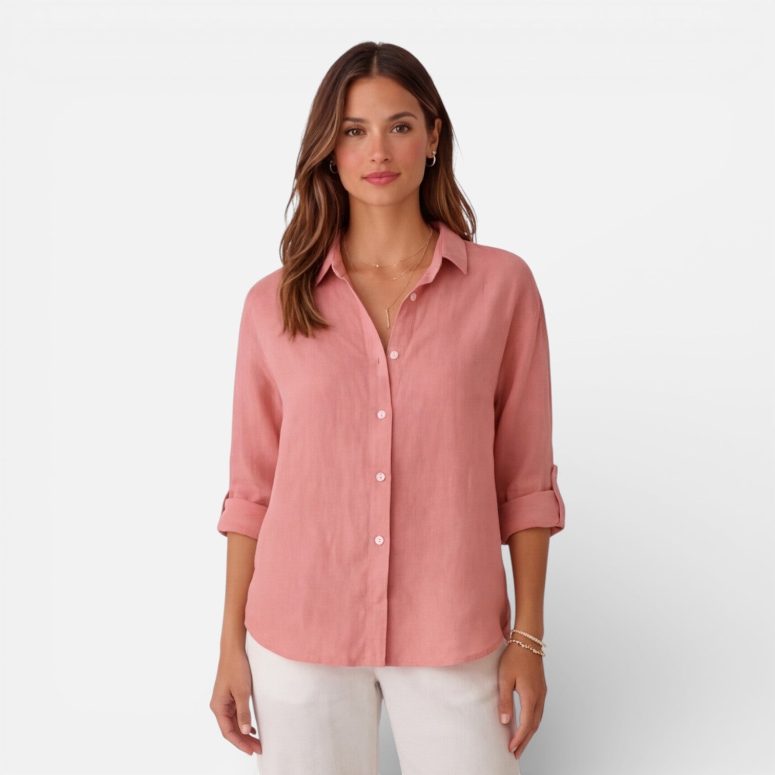 Linen Cotton Blend Summer Shirt for Women - Breathable Relaxed Fit