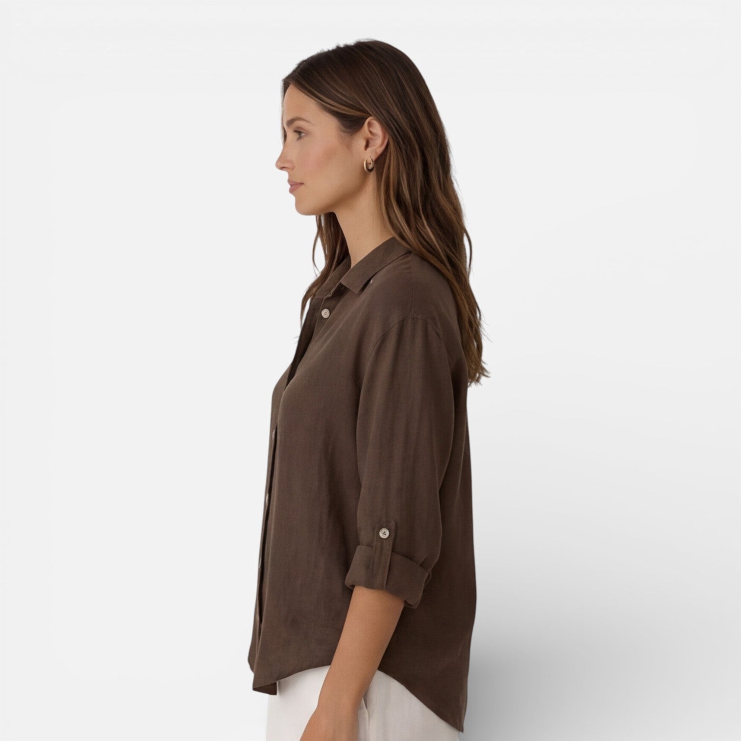 Linen Cotton Blend Summer Shirt for Women - Breathable Relaxed Fit