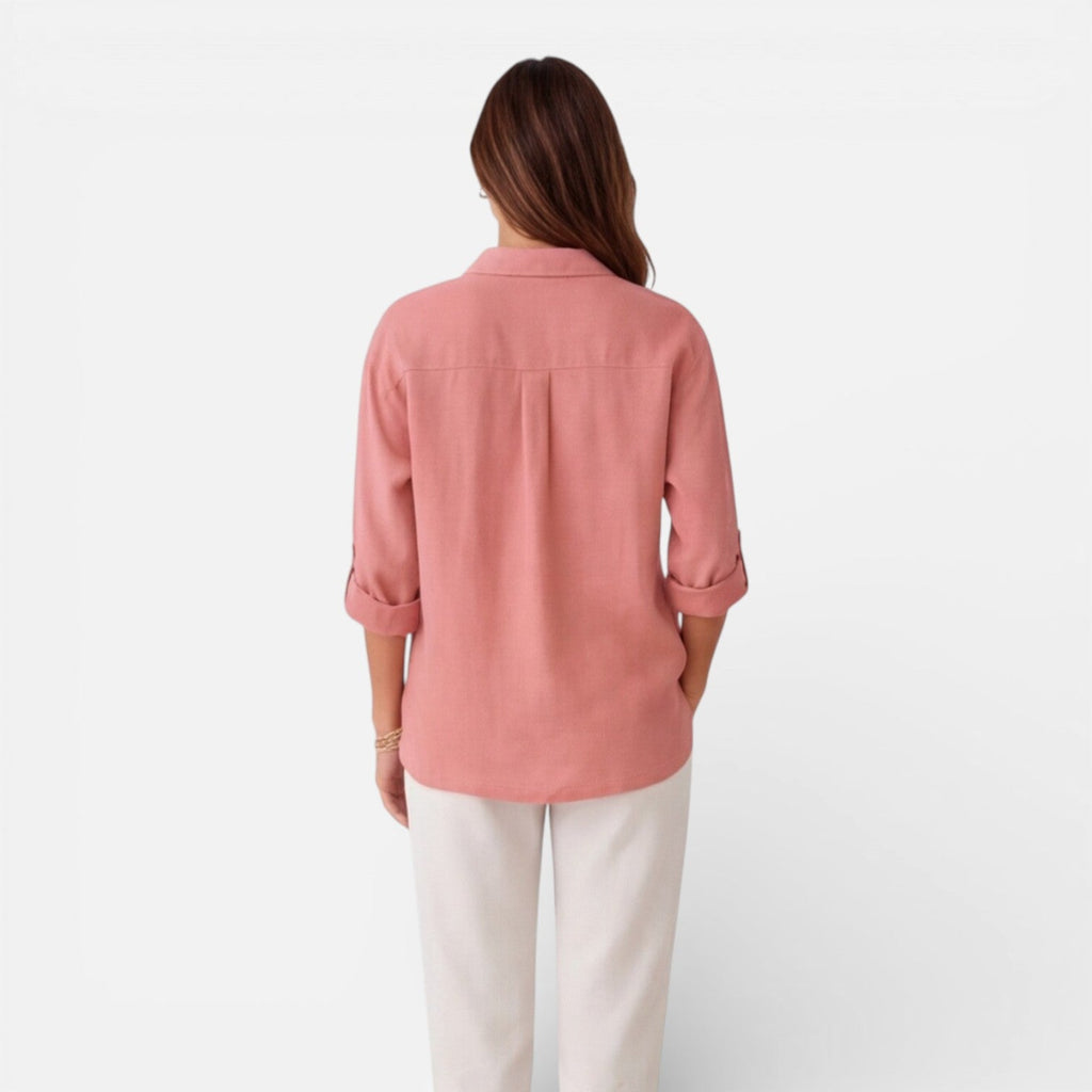 Linen Cotton Blend Summer Shirt for Women - Breathable Relaxed Fit