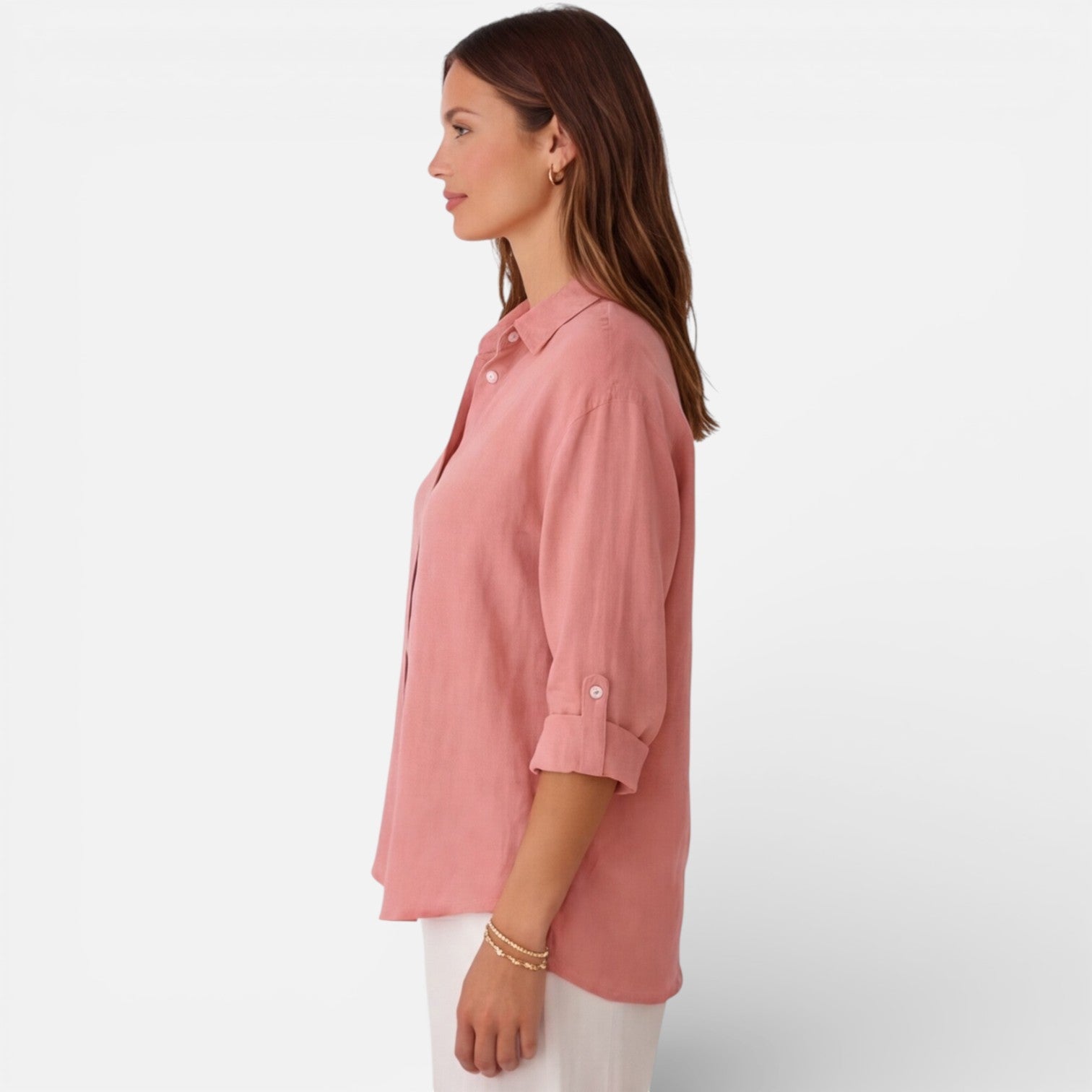 Linen Cotton Blend Summer Shirt for Women - Breathable Relaxed Fit