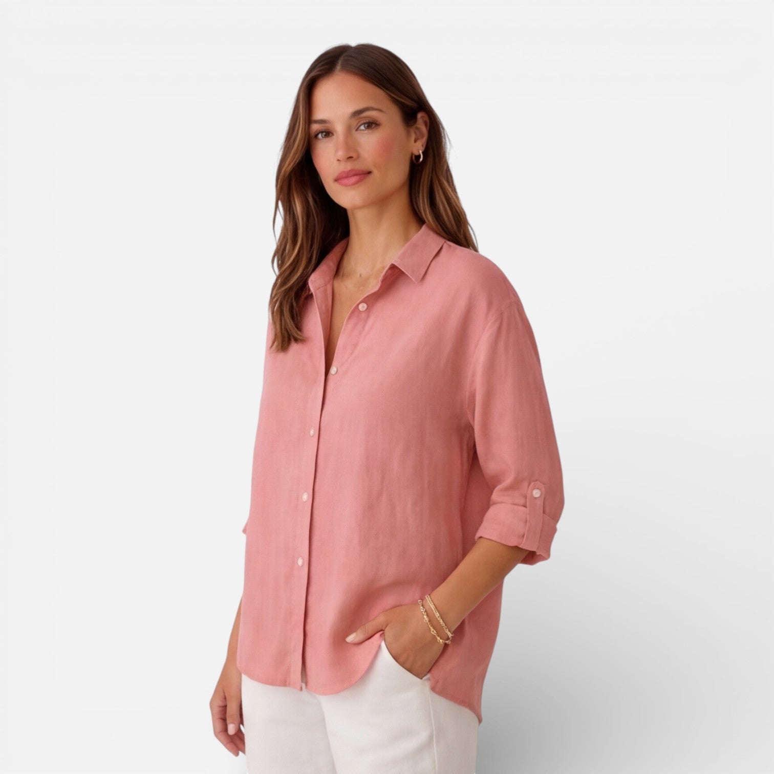 Linen Cotton Blend Summer Shirt for Women - Breathable Relaxed Fit
