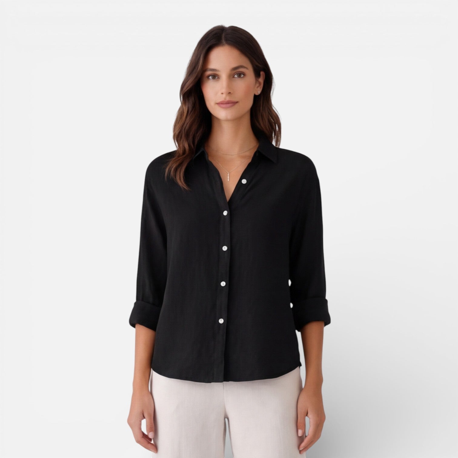 Linen Cotton Blend Summer Shirt for Women - Breathable Relaxed Fit