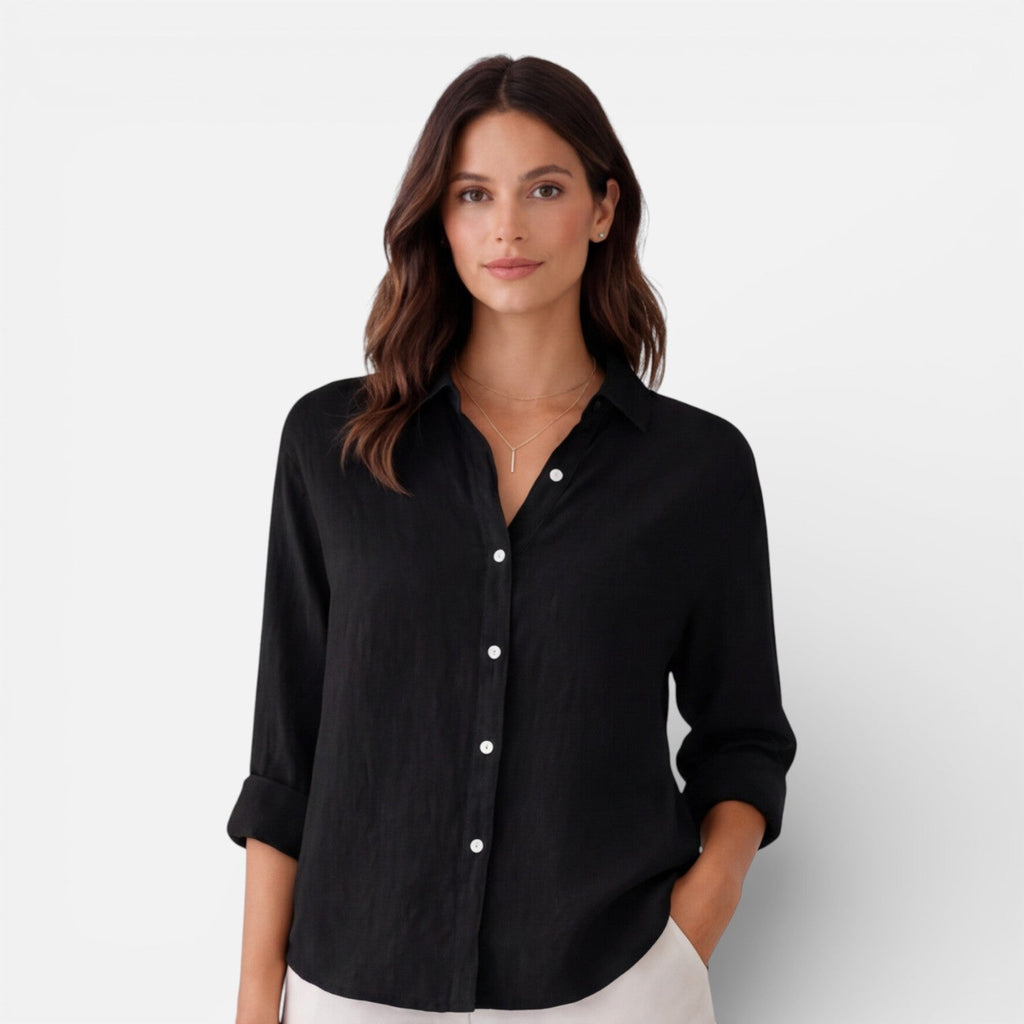 Linen Cotton Blend Summer Shirt for Women - Breathable Relaxed Fit