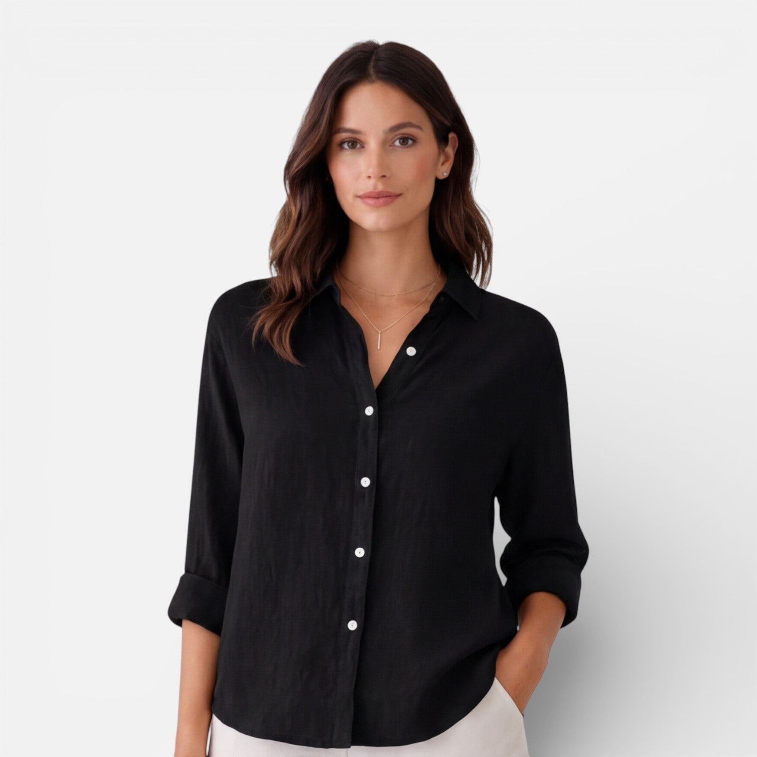 Linen Cotton Blend Summer Shirt for Women - Breathable Relaxed Fit