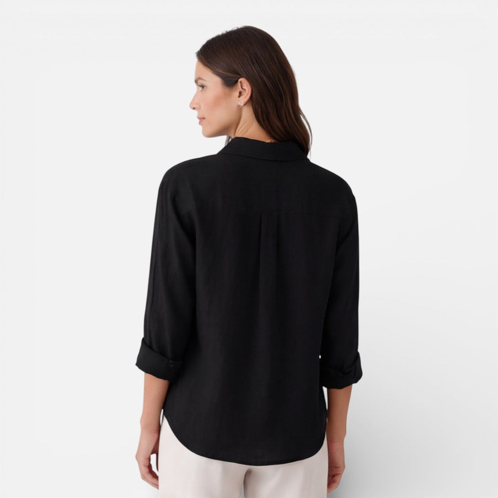 Linen Cotton Blend Summer Shirt for Women - Breathable Relaxed Fit