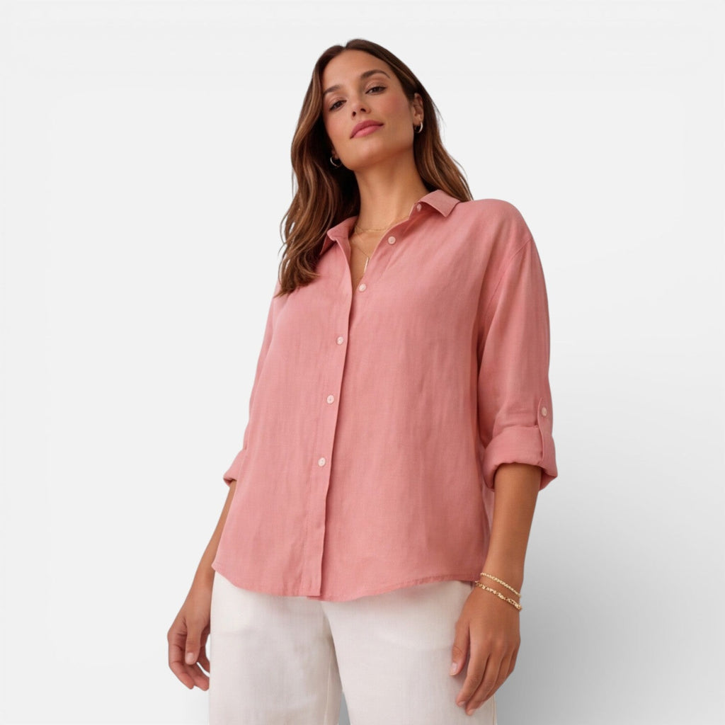 Linen Cotton Blend Summer Shirt for Women - Breathable Relaxed Fit