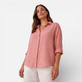 Linen Cotton Blend Summer Shirt for Women - Breathable Relaxed Fit