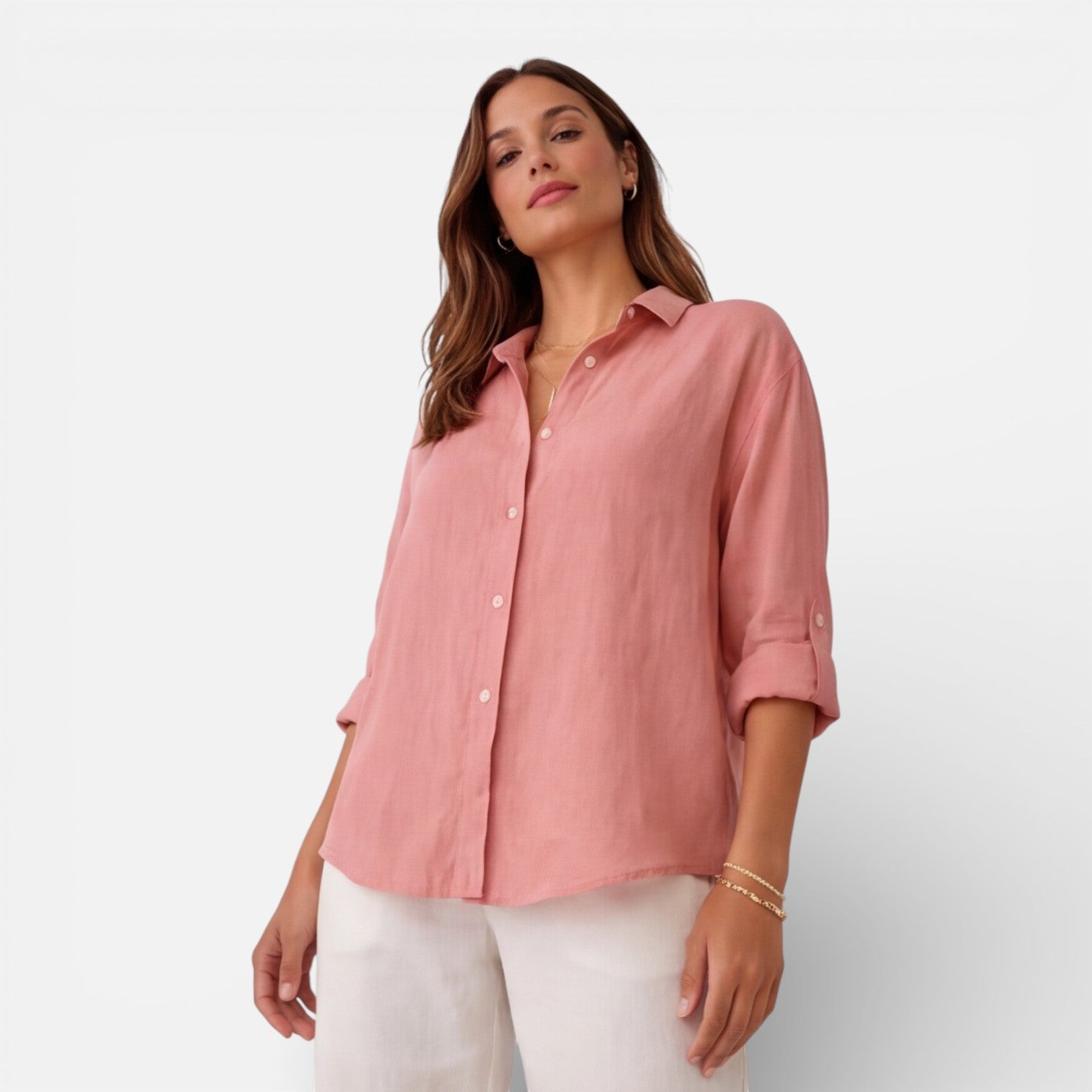 Linen Cotton Blend Summer Shirt for Women - Breathable Relaxed Fit