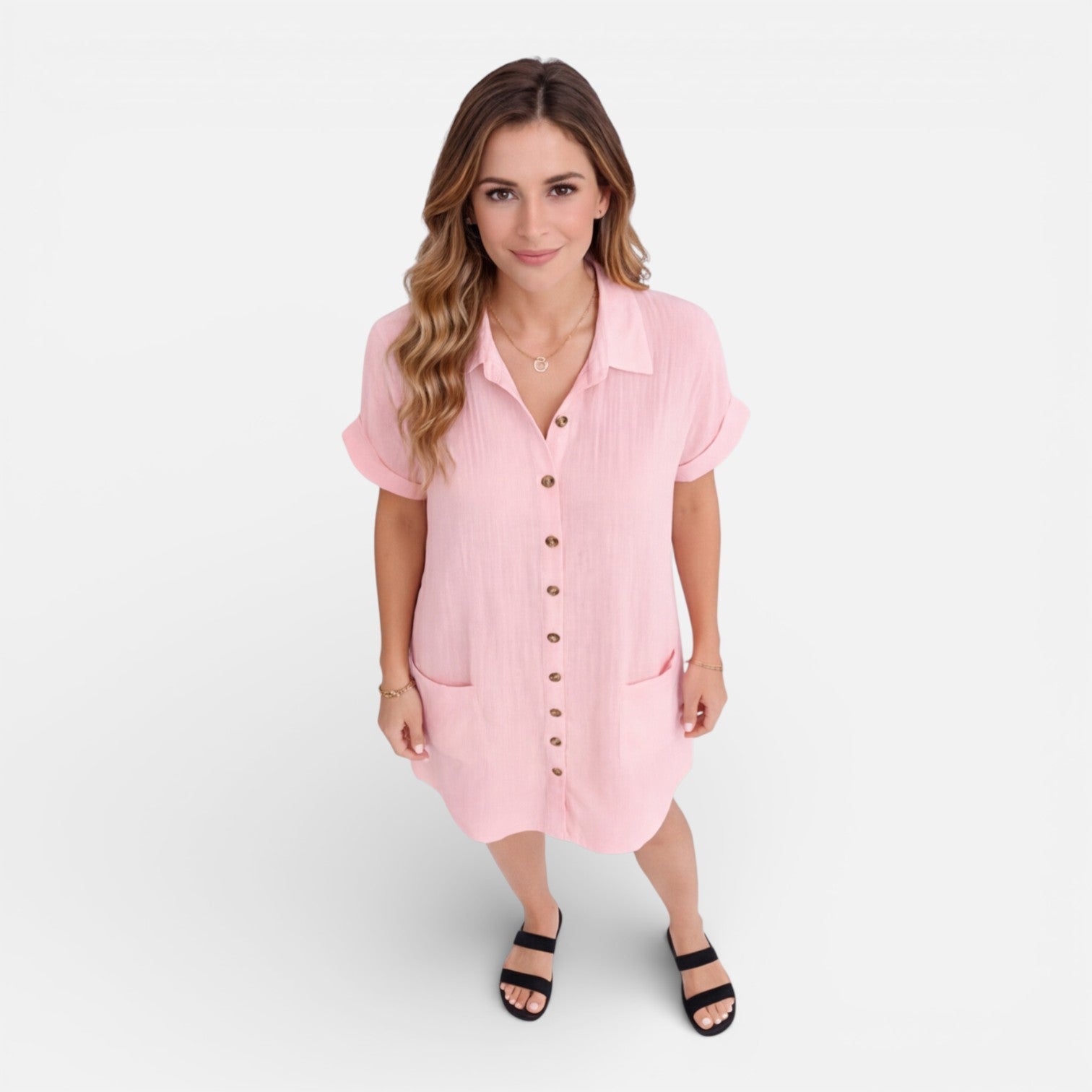Linen Shirt Dress for Women with Pockets – Casual Summer Outfit