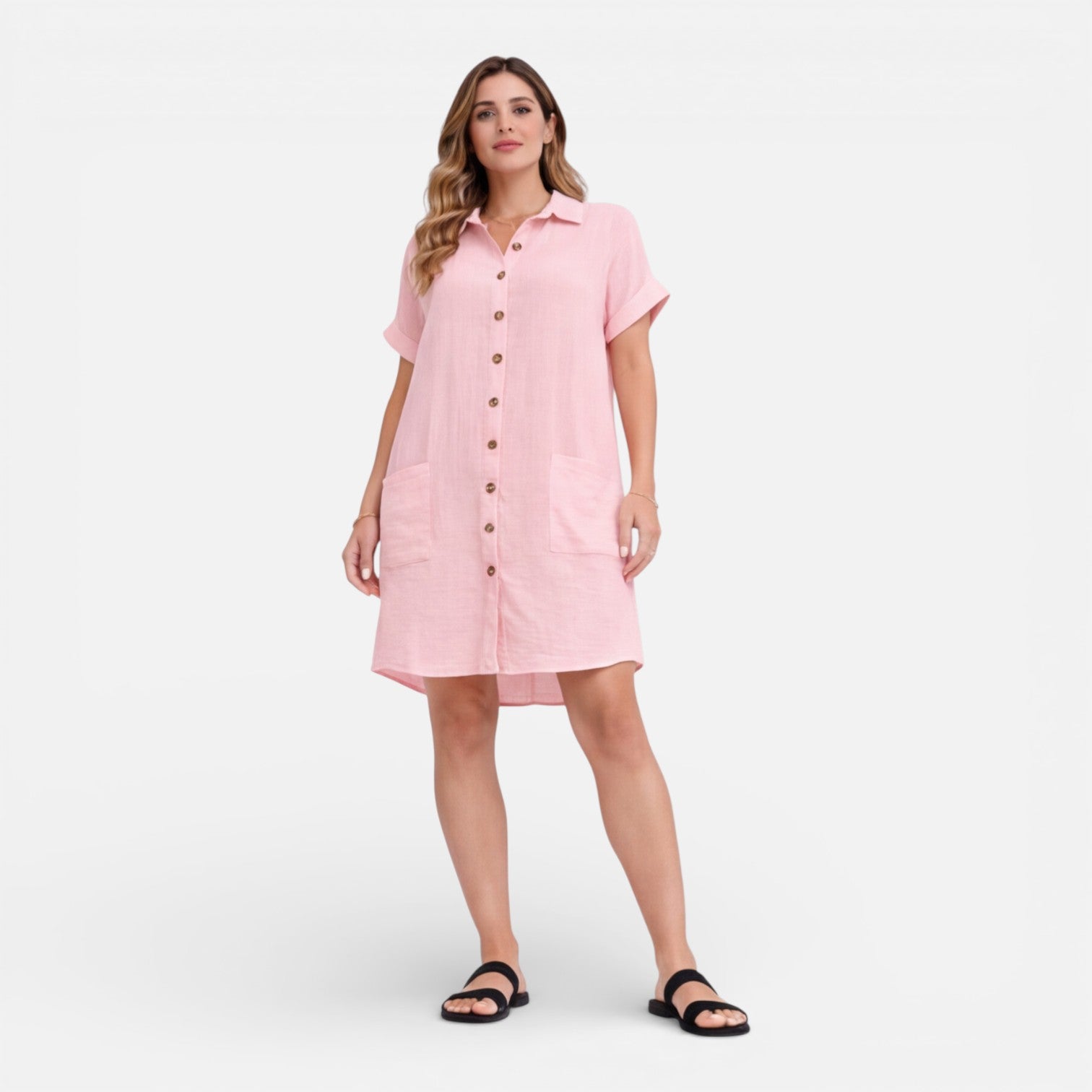 Linen Shirt Dress for Women with Pockets – Casual Summer Outfit