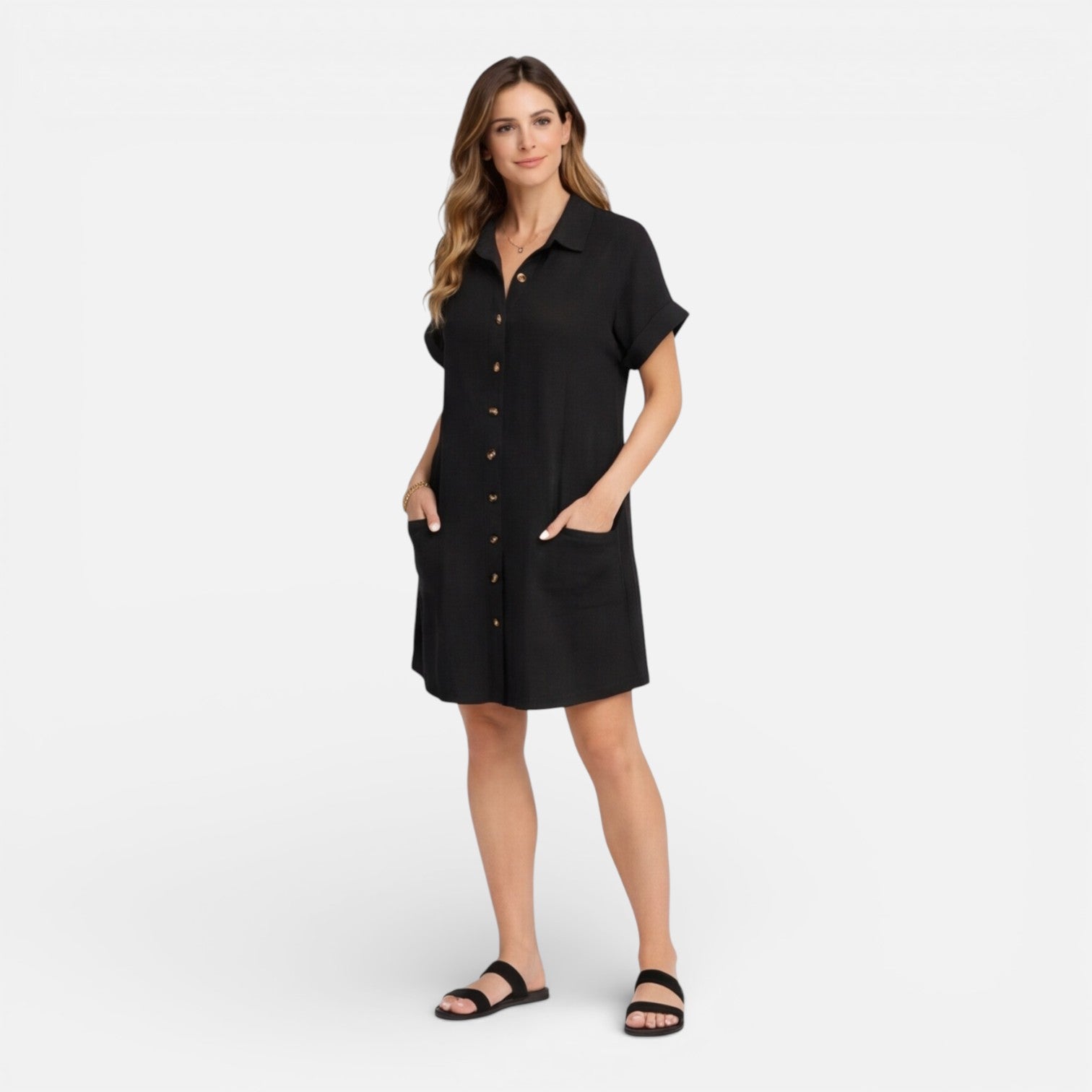 Linen Shirt Dress for Women with Pockets – Casual Summer Outfit
