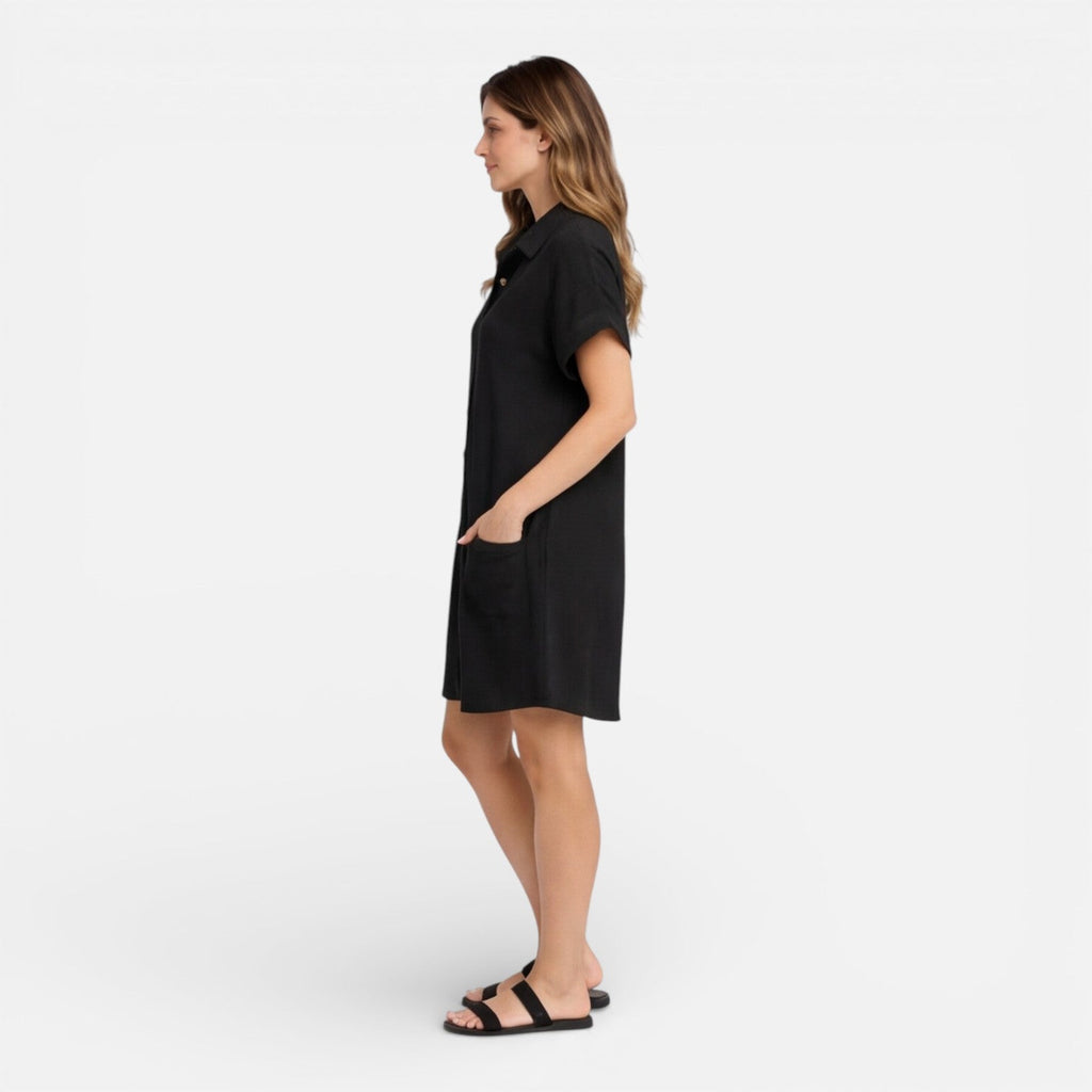Linen Shirt Dress for Women with Pockets – Casual Summer Outfit