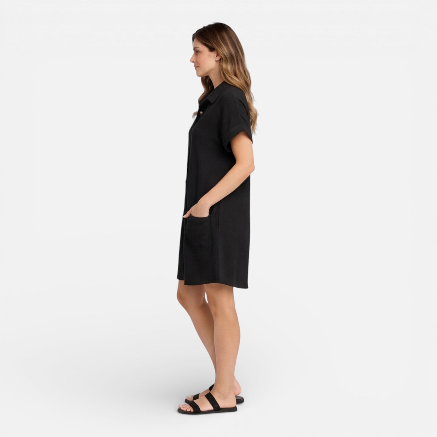 Linen Shirt Dress for Women with Pockets – Casual Summer Outfit