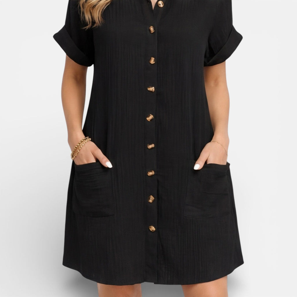 Linen Shirt Dress for Women with Pockets – Casual Summer Outfit
