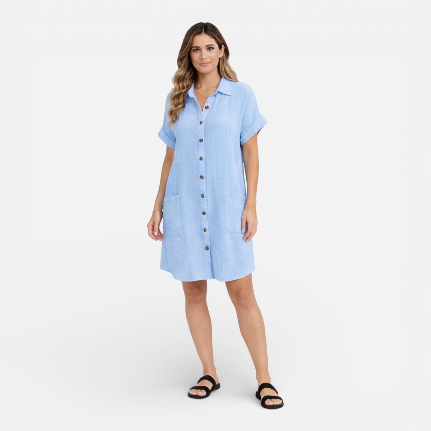 Linen Shirt Dress for Women with Pockets – Casual Summer Outfit