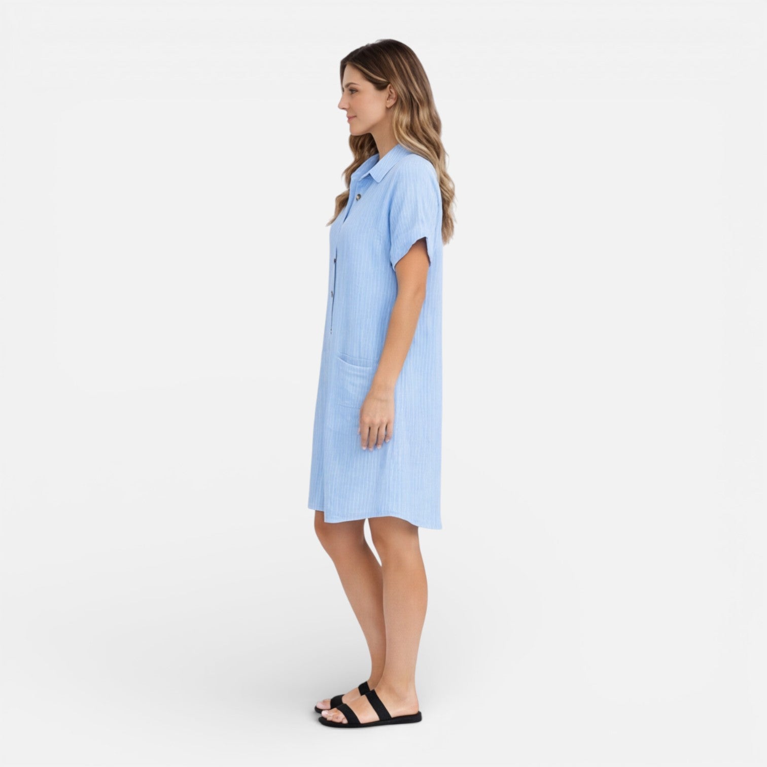 Linen Shirt Dress for Women with Pockets – Casual Summer Outfit