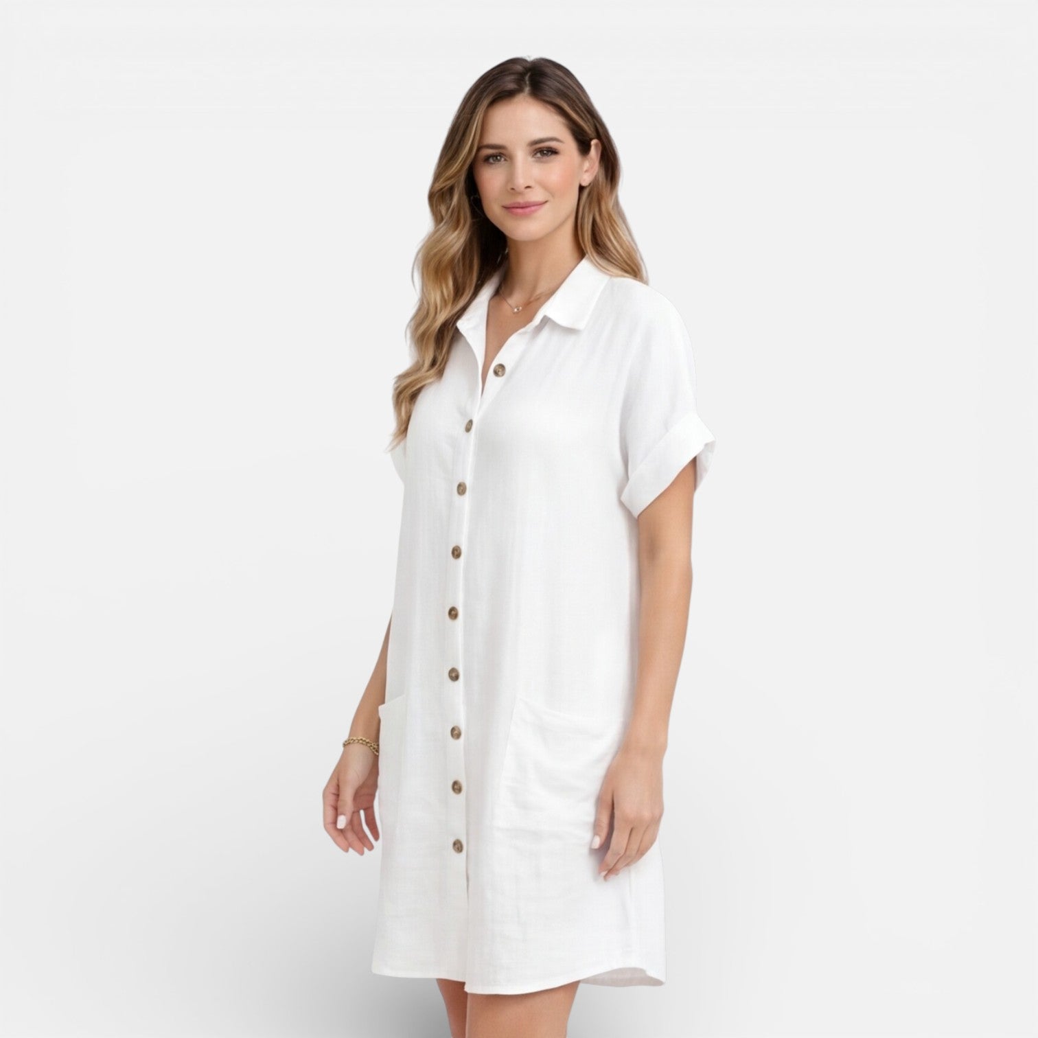 Linen Shirt Dress for Women with Pockets – Casual Summer Outfit