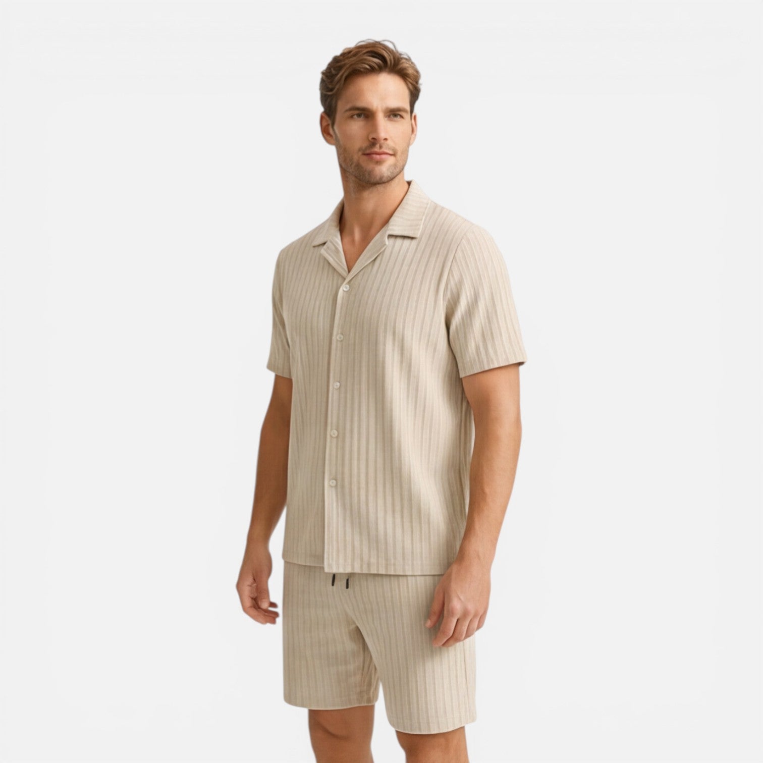 Men's Breathable Summer Shirt and Shorts Set - Casual Co-Ord Outfit