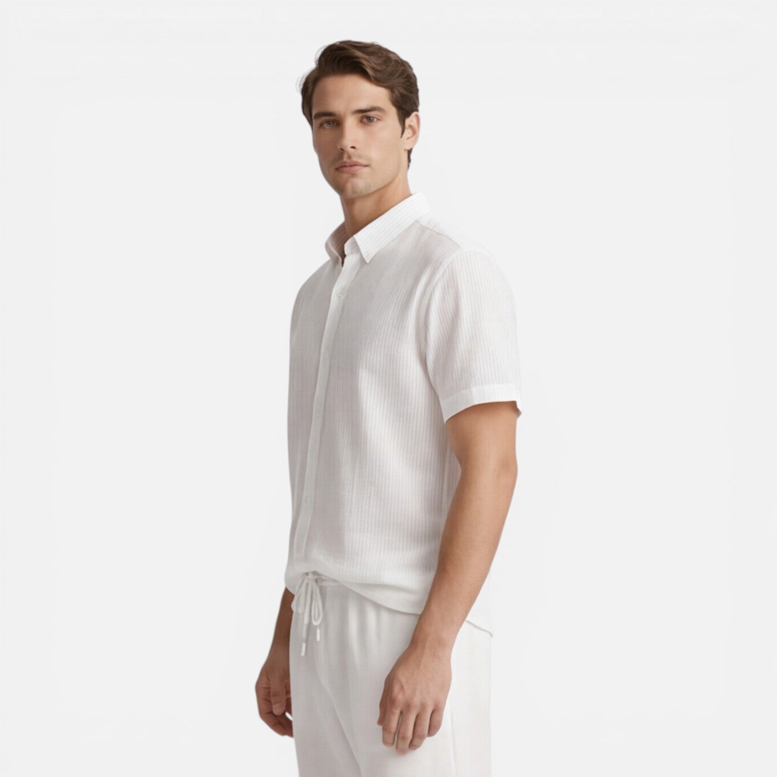 Men's Casual Short Sleeve Shirt and Pants Set - Comfortable Cotton Outfit