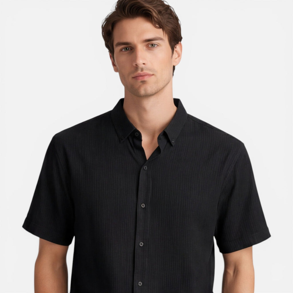 Men's Casual Short Sleeve Shirt and Pants Set - Comfortable Cotton Outfit