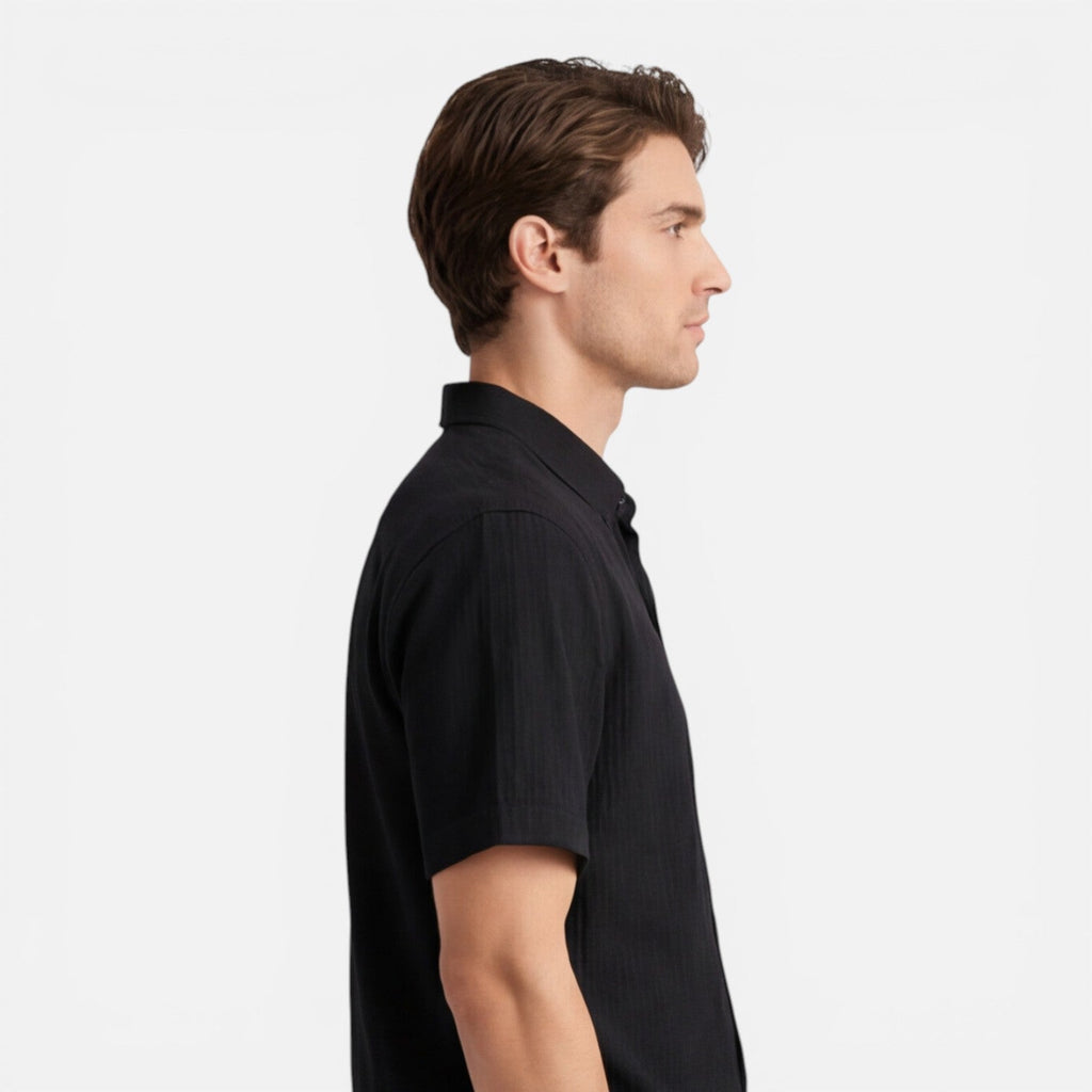 Men's Casual Short Sleeve Shirt and Pants Set - Comfortable Cotton Outfit