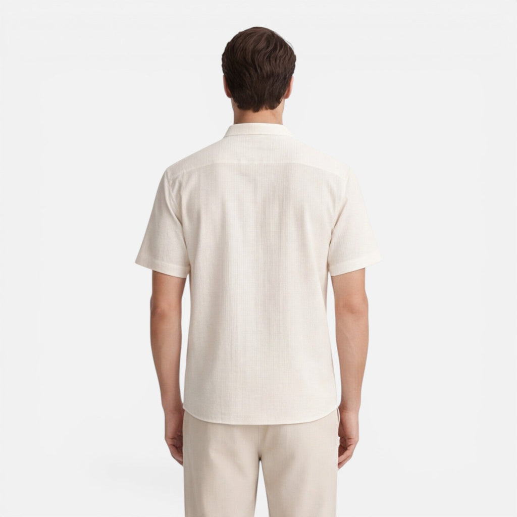 Men's Casual Short Sleeve Shirt and Pants Set - Comfortable Cotton Outfit