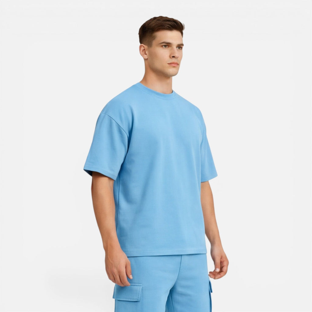 Men's Casual Summer T-Shirt and Cargo Shorts Set - Comfortable Cotton Outfit
