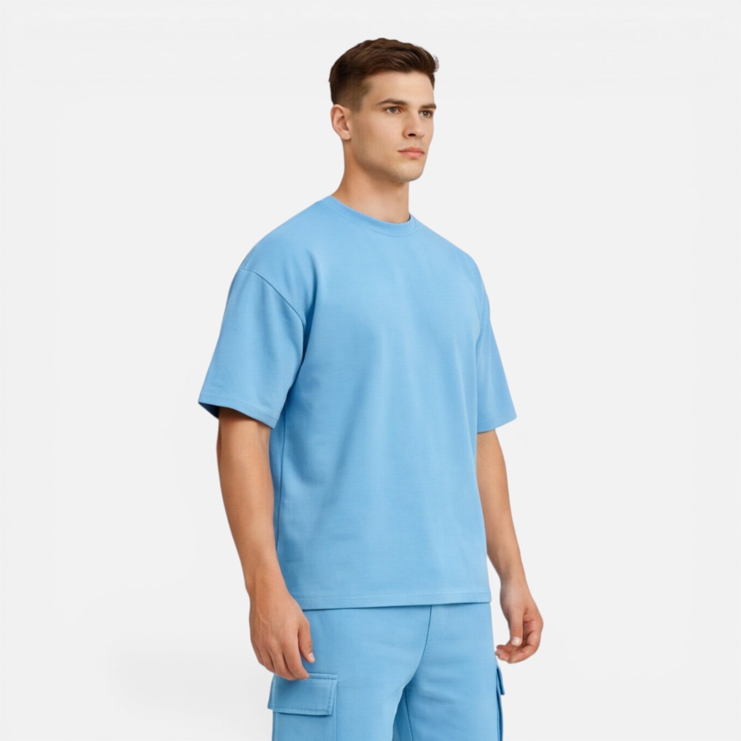 Men's Casual Summer T-Shirt and Cargo Shorts Set - Comfortable Cotton Outfit