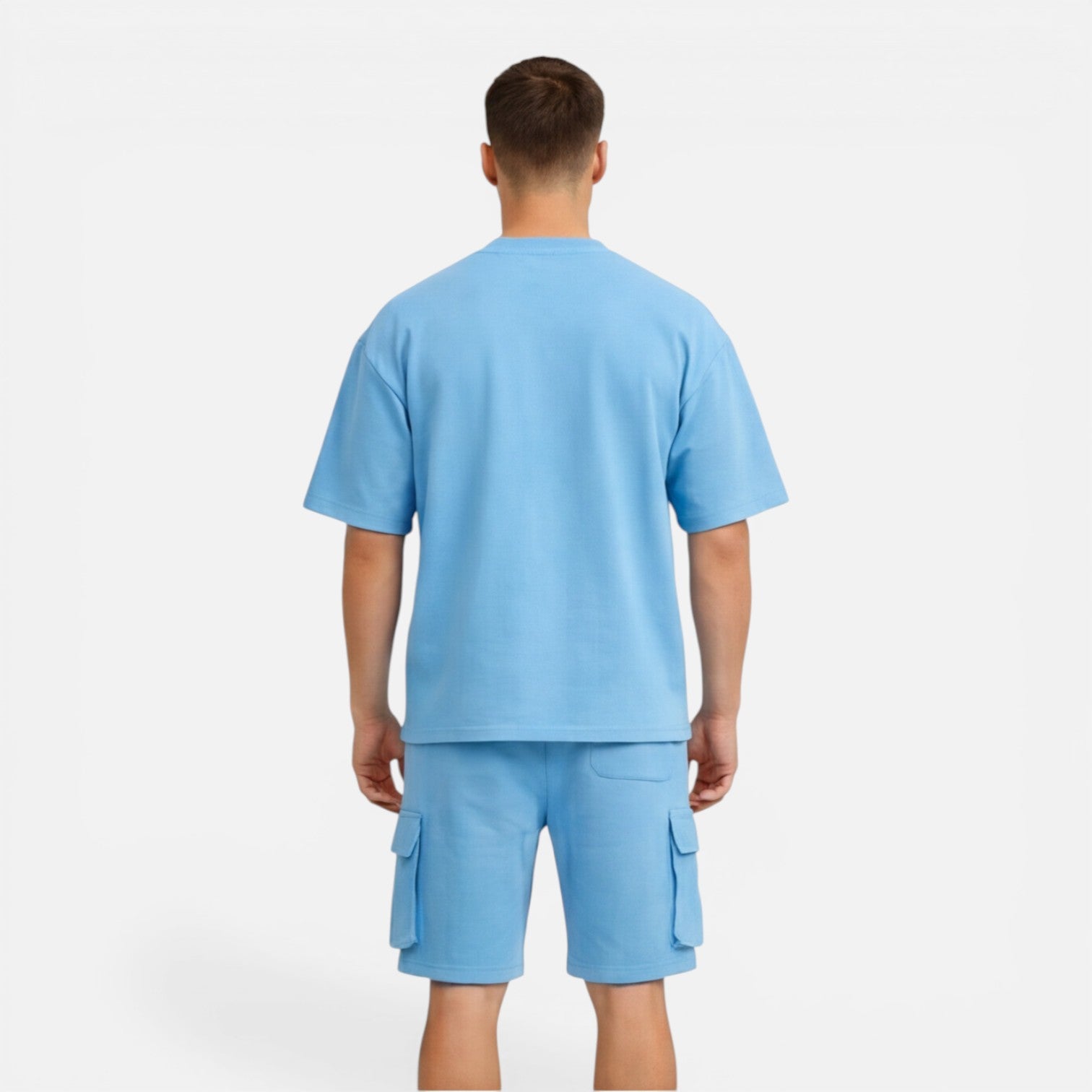 Men's Casual Summer T-Shirt and Cargo Shorts Set - Comfortable Cotton Outfit