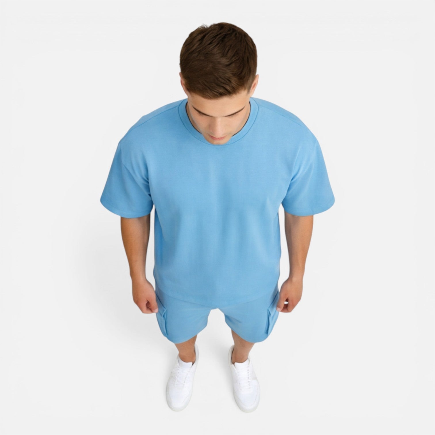 Men's Casual Summer T-Shirt and Cargo Shorts Set - Comfortable Cotton Outfit