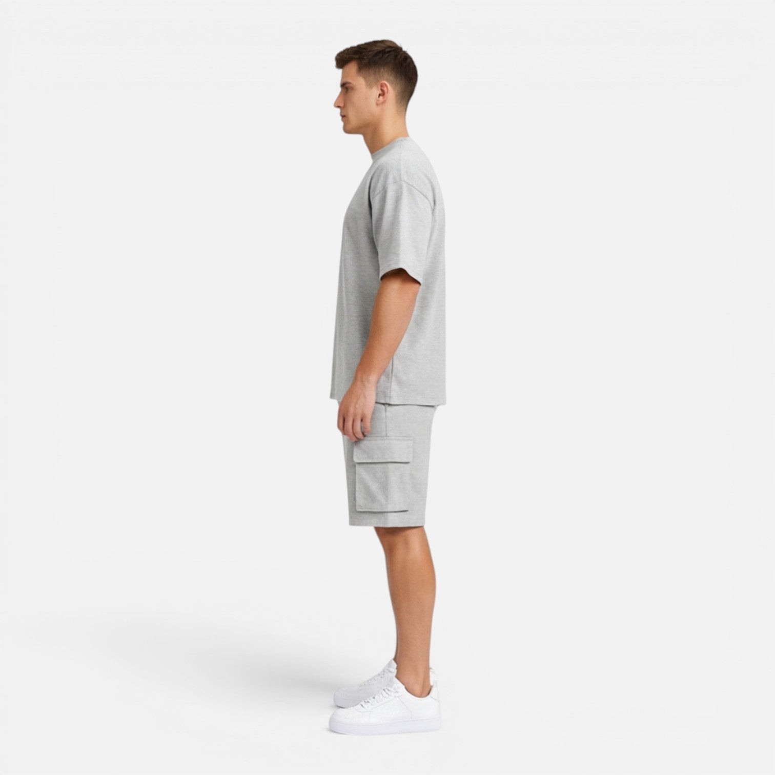 Men's Casual Summer T-Shirt and Cargo Shorts Set - Comfortable Cotton Outfit