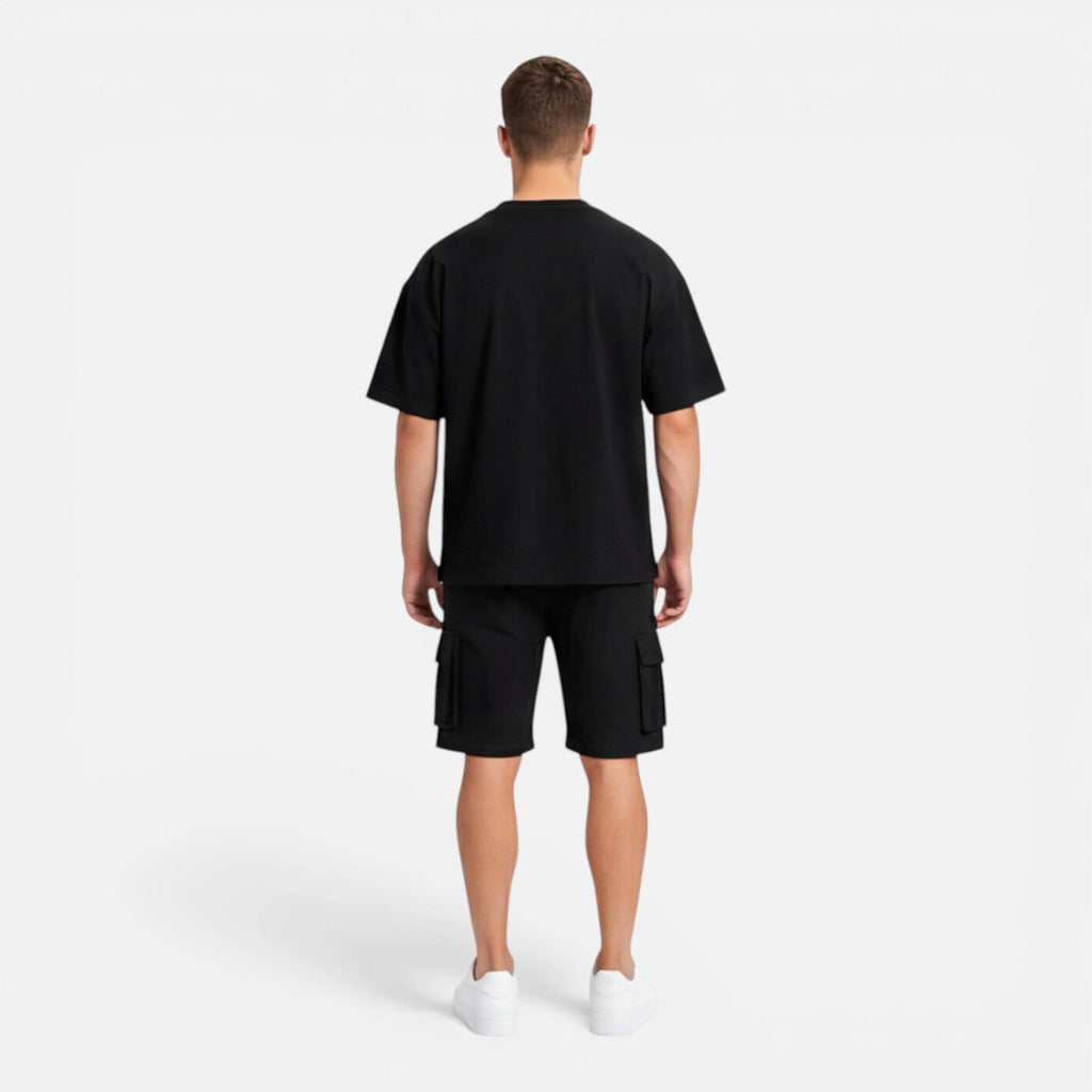 Men's Casual Summer T-Shirt and Cargo Shorts Set - Comfortable Cotton Outfit